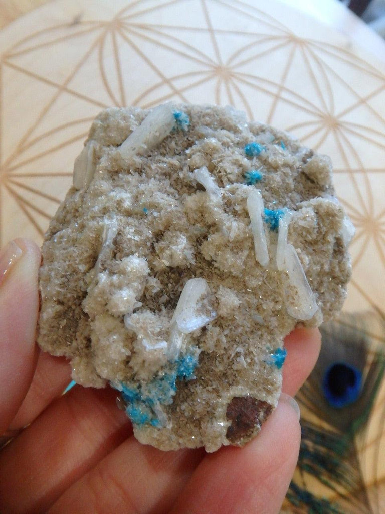 Vibrant Blue Cavansite on Matrix With Stilbite Inclusions - Earth Family Crystals