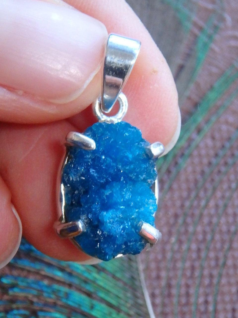 Pretty Electric Blue Cavansite Pendant In Sterling Silver (Includes Free Chain) - Earth Family Crystals