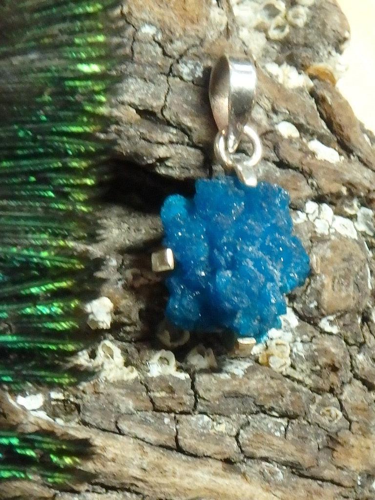 Lovely Electric Blue Cavansite Gemstone Pendant In Sterling Silver (Includes Silver Chain) - Earth Family Crystals