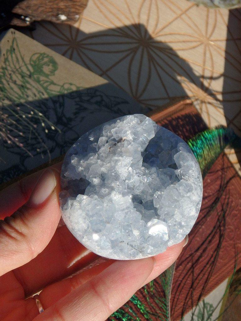 Beautiful Blue Celestite Geode Sphere Carving - Earth Family Crystals