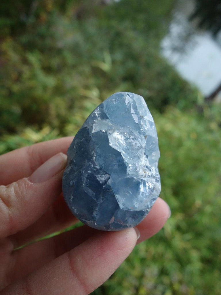 Pretty Blue Celestite Druzy Egg Specimen - Earth Family Crystals