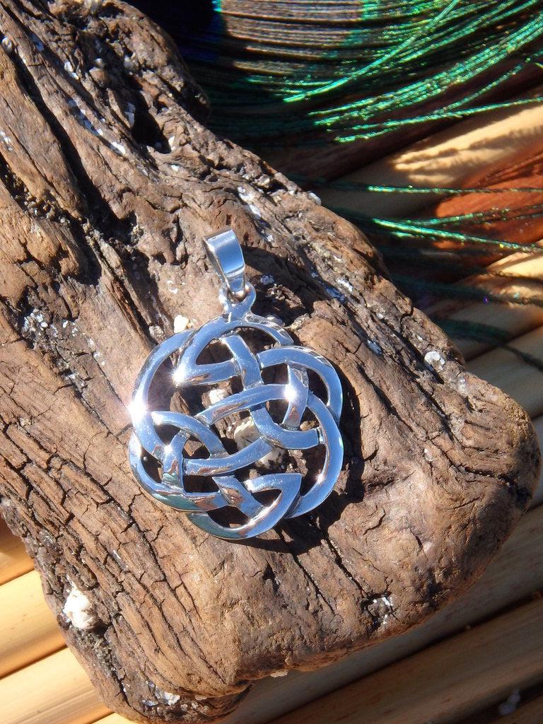 Round Celtic Knot Sterling Silver Pendant - Earth Family Crystals