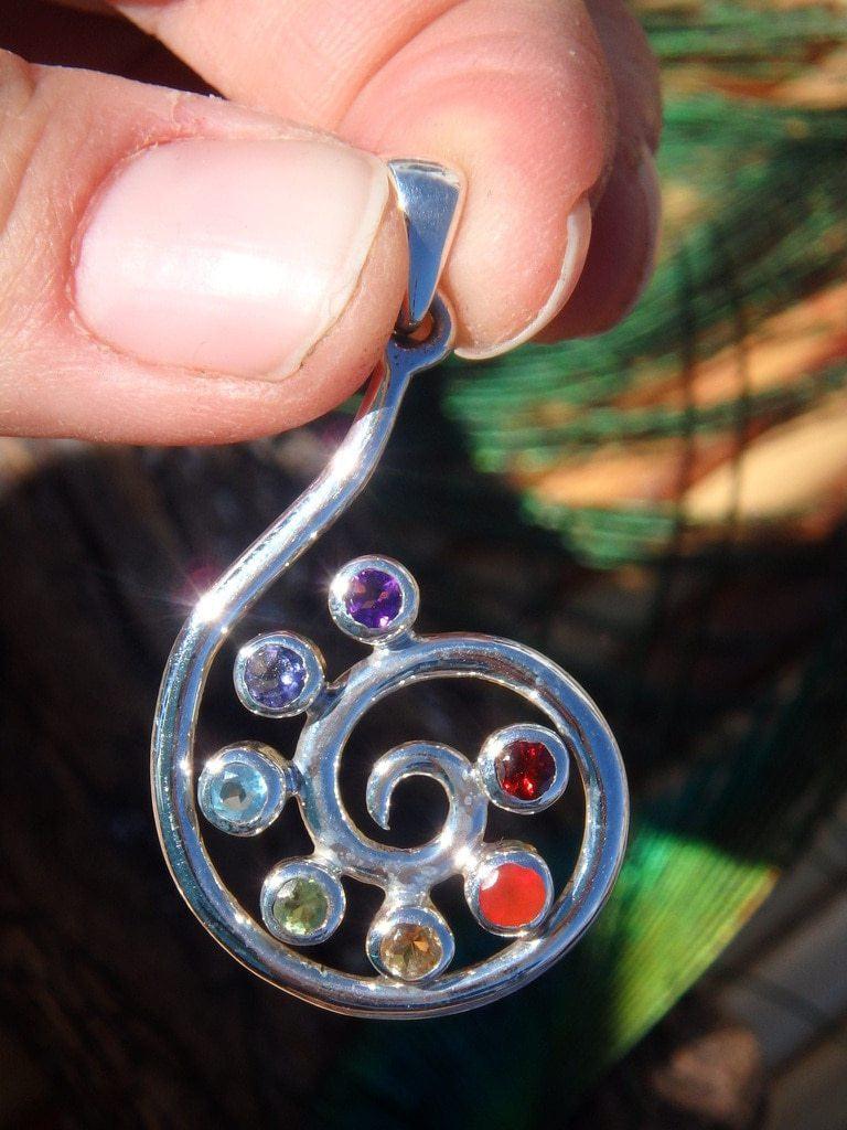 Amazing Balancing Spiral Chakra Pendant In Sterling Silver (Includes Silver Chain) - Earth Family Crystals