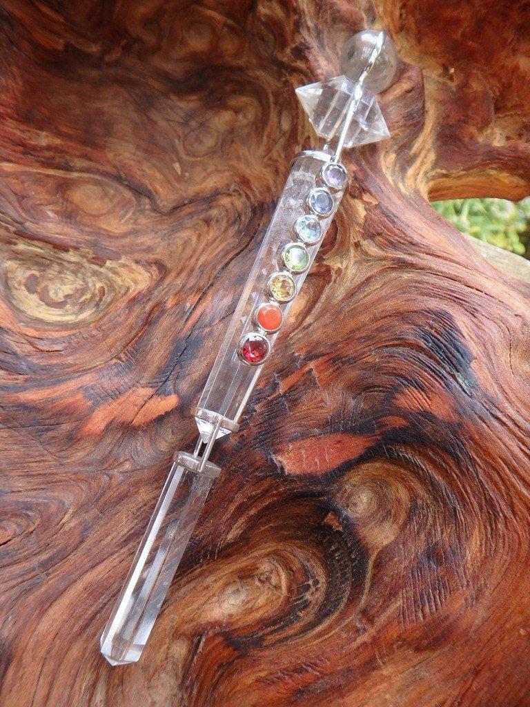 Custom Crafted~ Breathtaking Chakra Himalayan Quartz Sterling Silver Wand - Earth Family Crystals