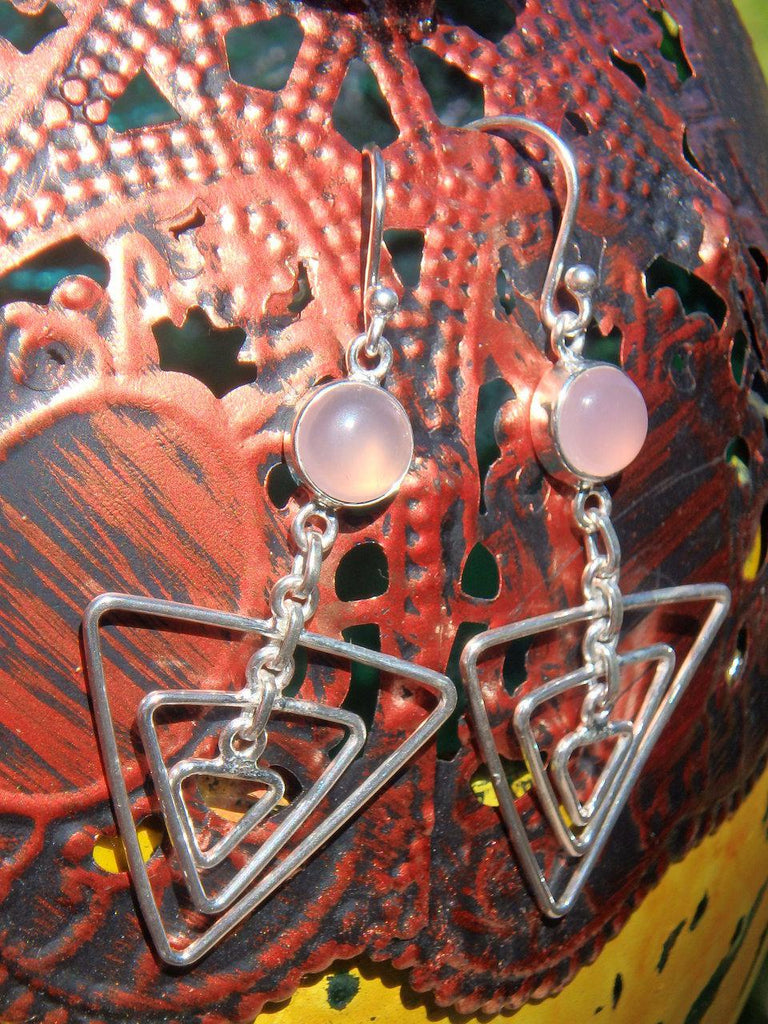 Trendy Pink Chalcedony Mod Goddess Earrings in Sterling Silver - Earth Family Crystals
