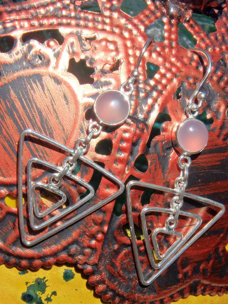 Trendy Pink Chalcedony Mod Goddess Earrings in Sterling Silver - Earth Family Crystals