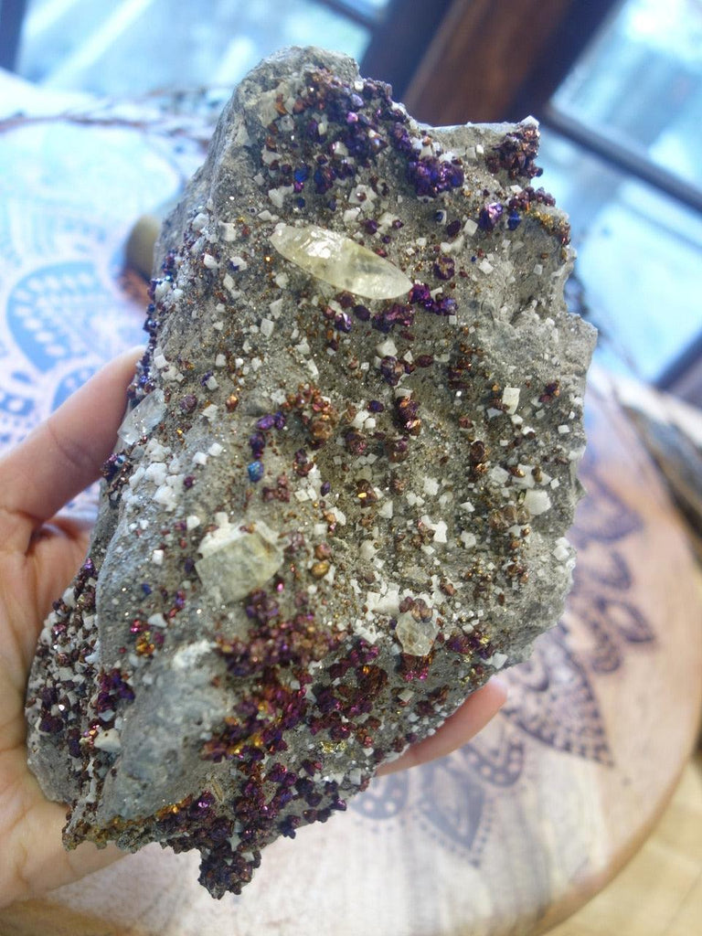 Incredible XXL Iridescent Chalcopyrite With Calcite & Dolomite From Sweet Water Mine, Missouri - Earth Family Crystals