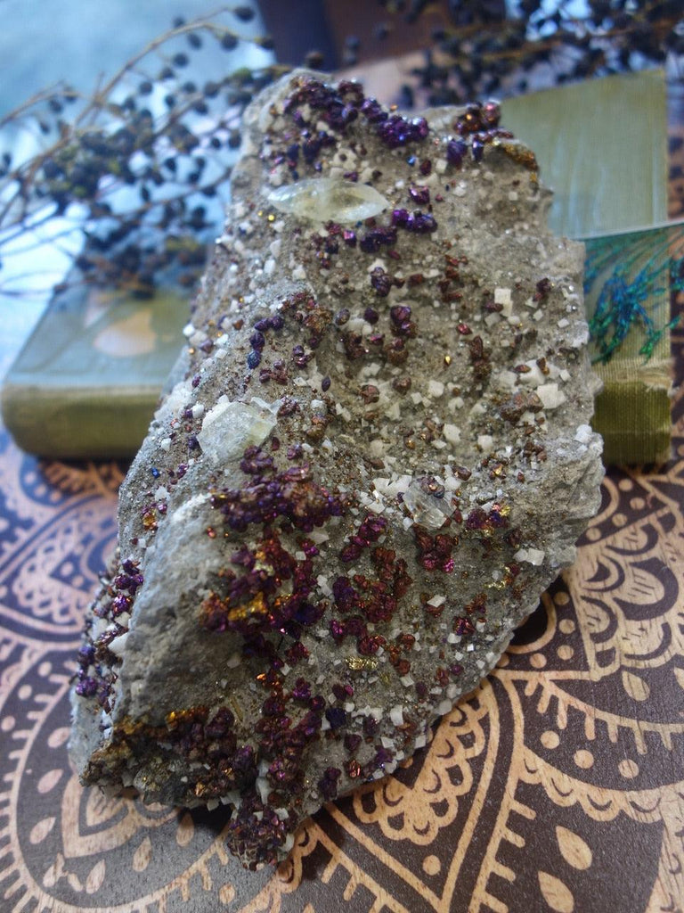 Incredible XXL Iridescent Chalcopyrite With Calcite & Dolomite From Sweet Water Mine, Missouri - Earth Family Crystals