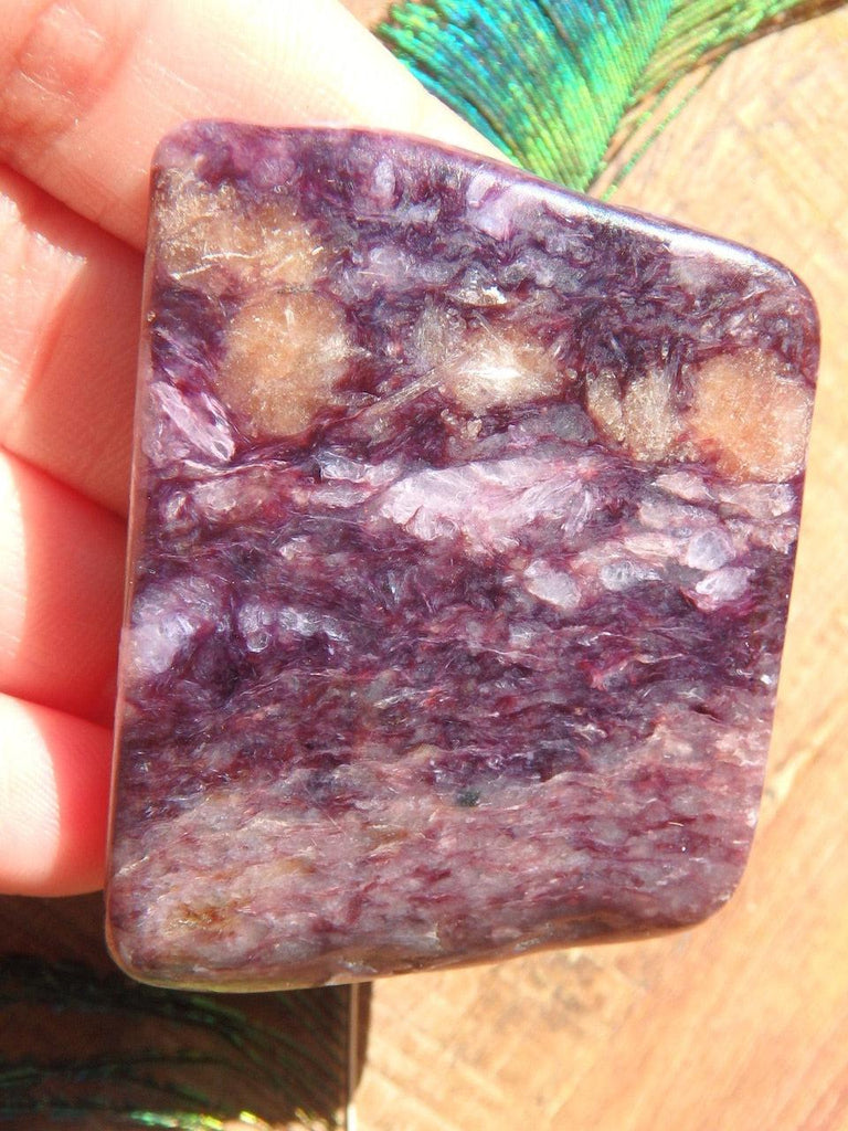 Gorgeous Deep Purple Contrast Flat Charoite Hand Held Specimen (Perfect for Body Layouts) - Earth Family Crystals