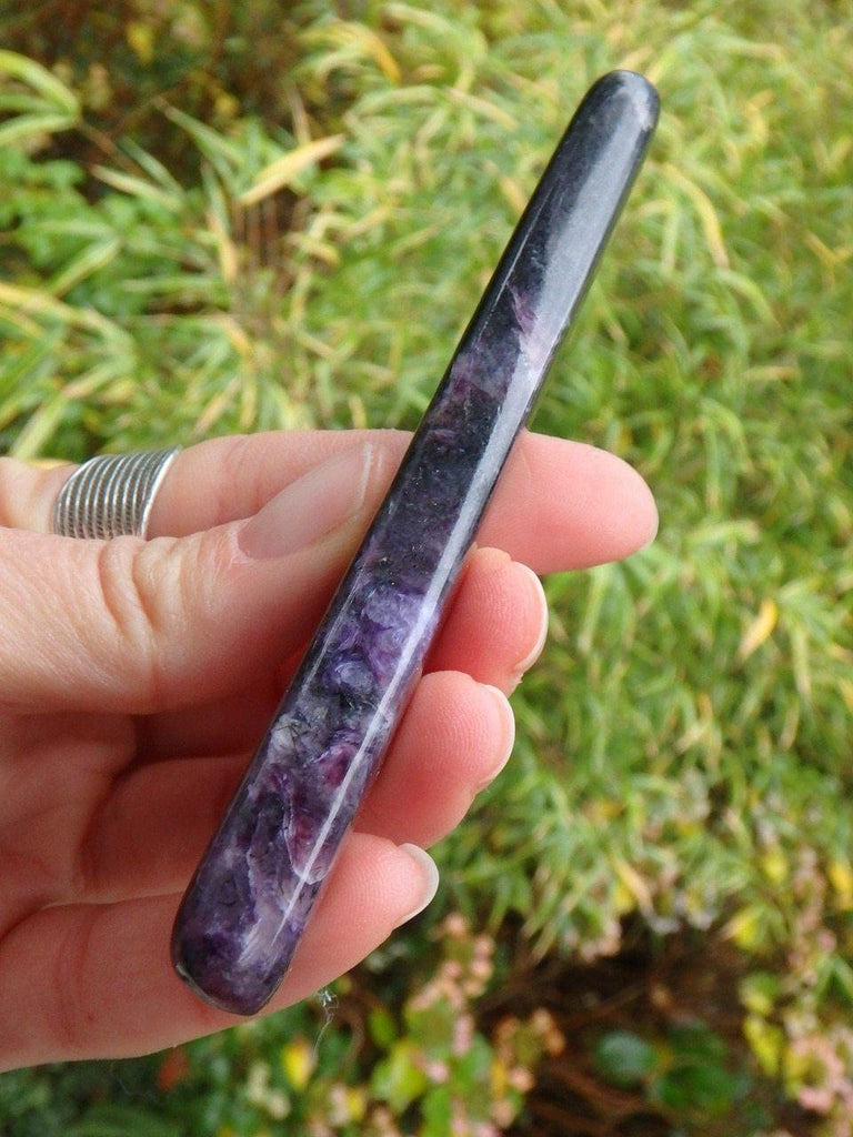 Divine Deep Purple & Black Charoite Polished Wand - Earth Family Crystals