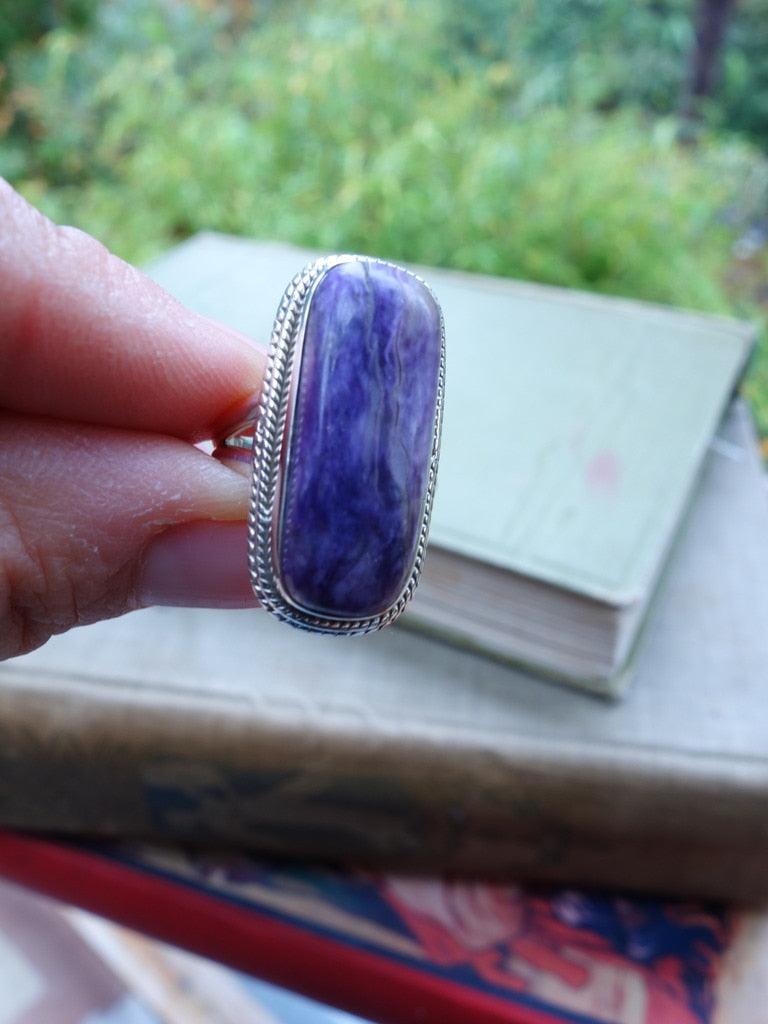 Pretty Deep Purple Charoite Ring In Sterling Silver (Size 5) - Earth Family Crystals