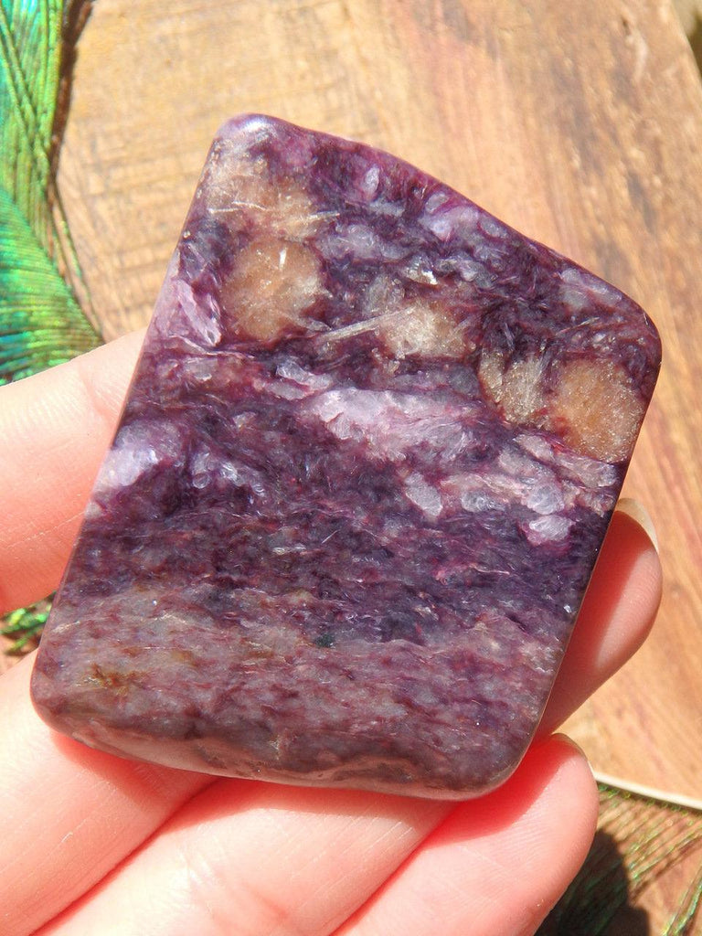 Gorgeous Deep Purple Contrast Flat Charoite Hand Held Specimen (Perfect for Body Layouts) - Earth Family Crystals