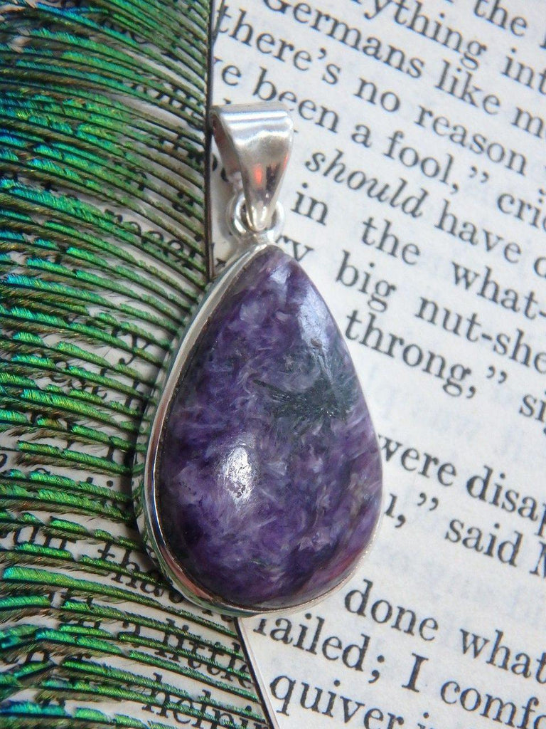 Awesome Deep Purple Charoite Gemstone Pendant In Sterling Silver (Includes Silver Chain) - Earth Family Crystals