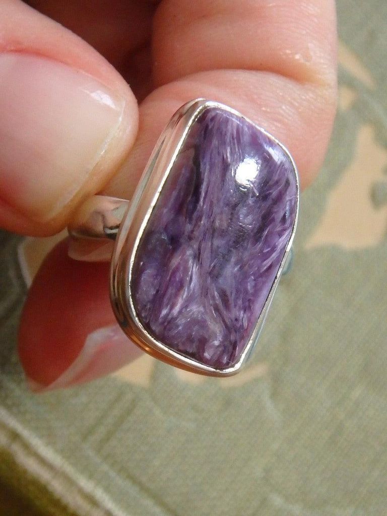 Gorgeous Purple Charoite  Ring In Sterling Silver (Size 6.5) - Earth Family Crystals