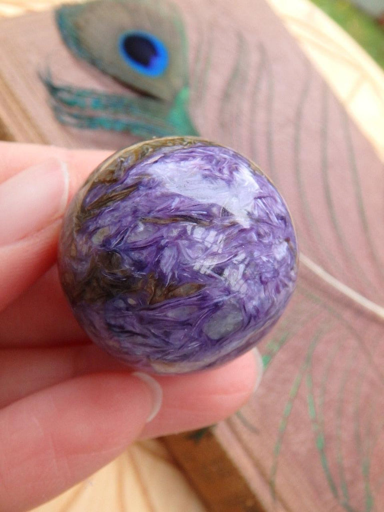 Exquisite Silky Purple Patterns Charoite Gemstone Sphere - Earth Family Crystals