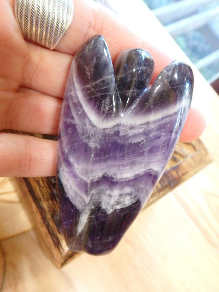 Stunning Purple Patterns Chevron Amethyst Angel Carving - Earth Family Crystals