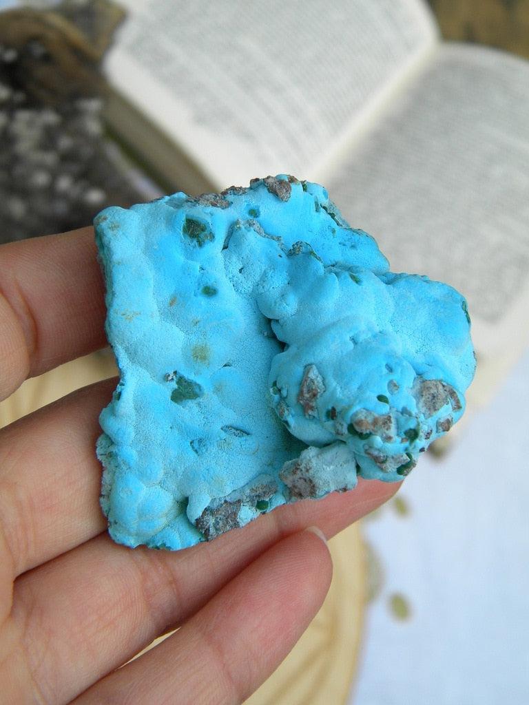 Vibrant Blue Raw Chrysocolla Specimen With Malachite Inclusions From Zaire - Earth Family Crystals