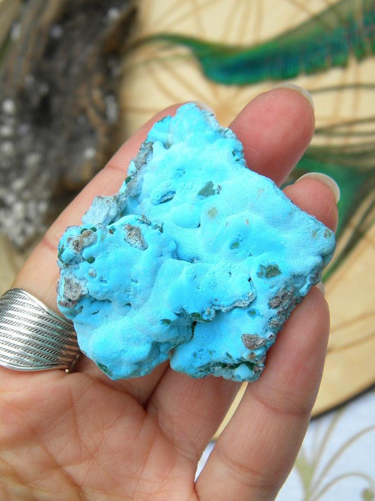 Vibrant Blue Raw Chrysocolla Specimen With Malachite Inclusions From Zaire - Earth Family Crystals