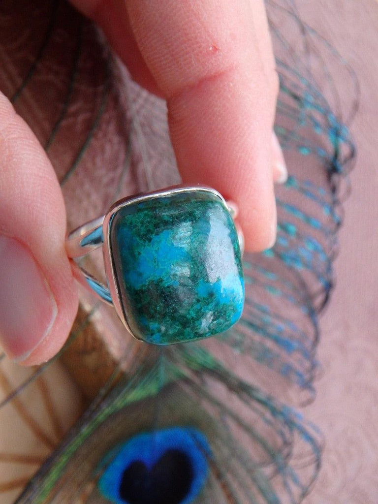 Incredible Robin Egg Blue Chrysocolla  Ring In Sterling Silver (Size 10) - Earth Family Crystals