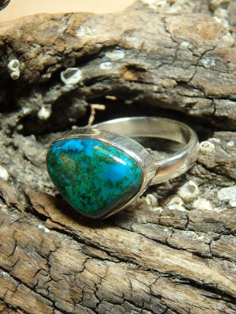 Stunning Robin Egg Blue Chrysocolla & Green Malachite Ring In Sterling Silver (Size 8.5) - Earth Family Crystals
