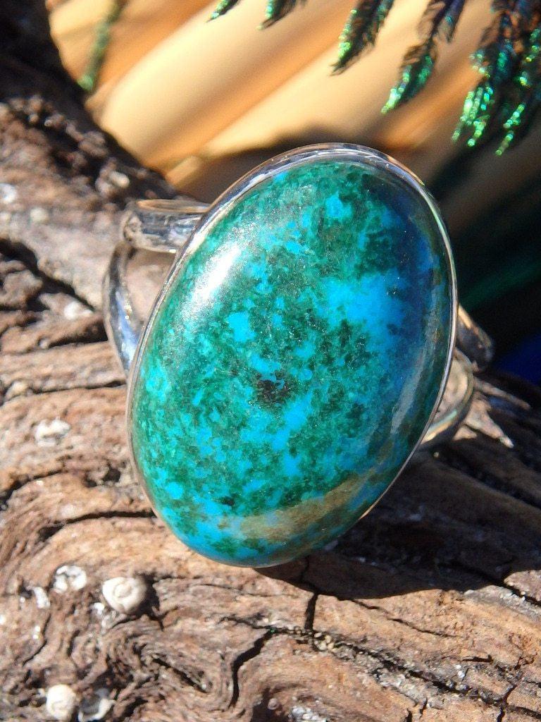Beautiful Bold Blue & Green Chrysocolla & Malachite Gemstone Ring In Sterling Silver (Size 8.5) - Earth Family Crystals