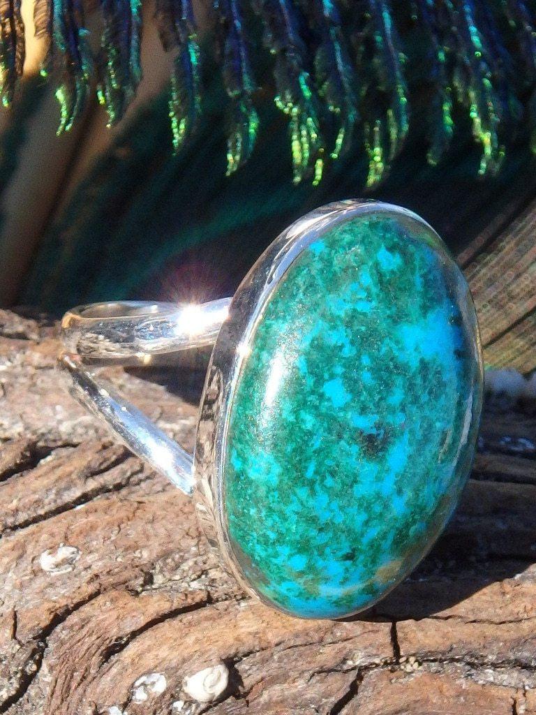 Beautiful Bold Blue & Green Chrysocolla & Malachite Gemstone Ring In Sterling Silver (Size 8.5) - Earth Family Crystals