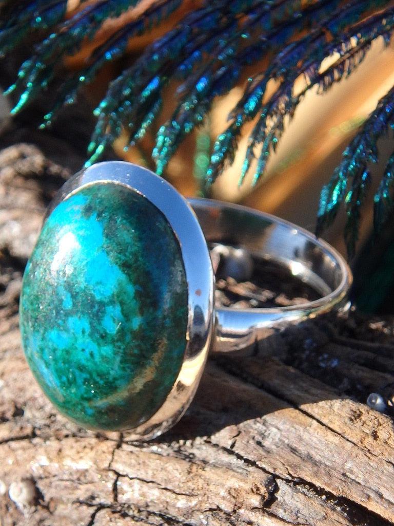 Vibrant Blue & Green Chrysocolla & Malachite Gemstone Ring In Sterling Silver (Size 9.5) - Earth Family Crystals