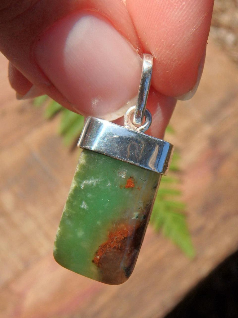 Gorgeous Green Chrysoprase Pendant in Sterling Silver (Includes Silver Chain) - Earth Family Crystals