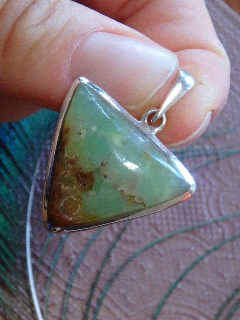 Sweet Green Chrysoprase Pendant In Sterling Silver (Includes Silver Chain) - Earth Family Crystals