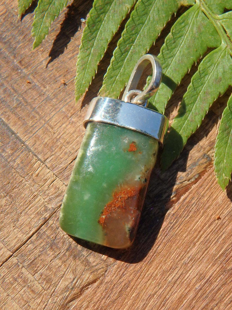 Gorgeous Green Chrysoprase Pendant in Sterling Silver (Includes Silver Chain) - Earth Family Crystals