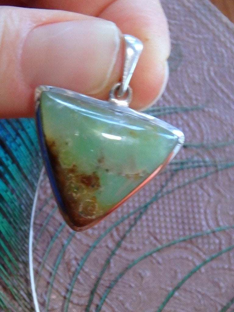 Sweet Green Chrysoprase Pendant In Sterling Silver (Includes Silver Chain) - Earth Family Crystals