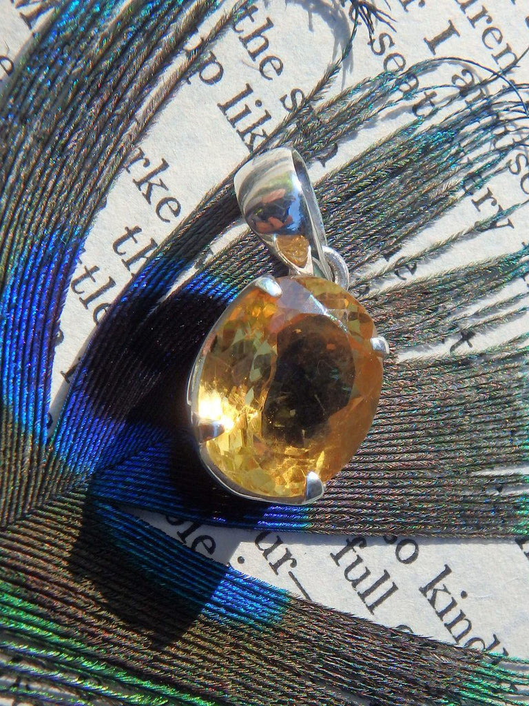 Sunshine Filled Brilliance!  Faceted Citrine  Pendant in Sterling Silver (Includes Silver Chain) - Earth Family Crystals