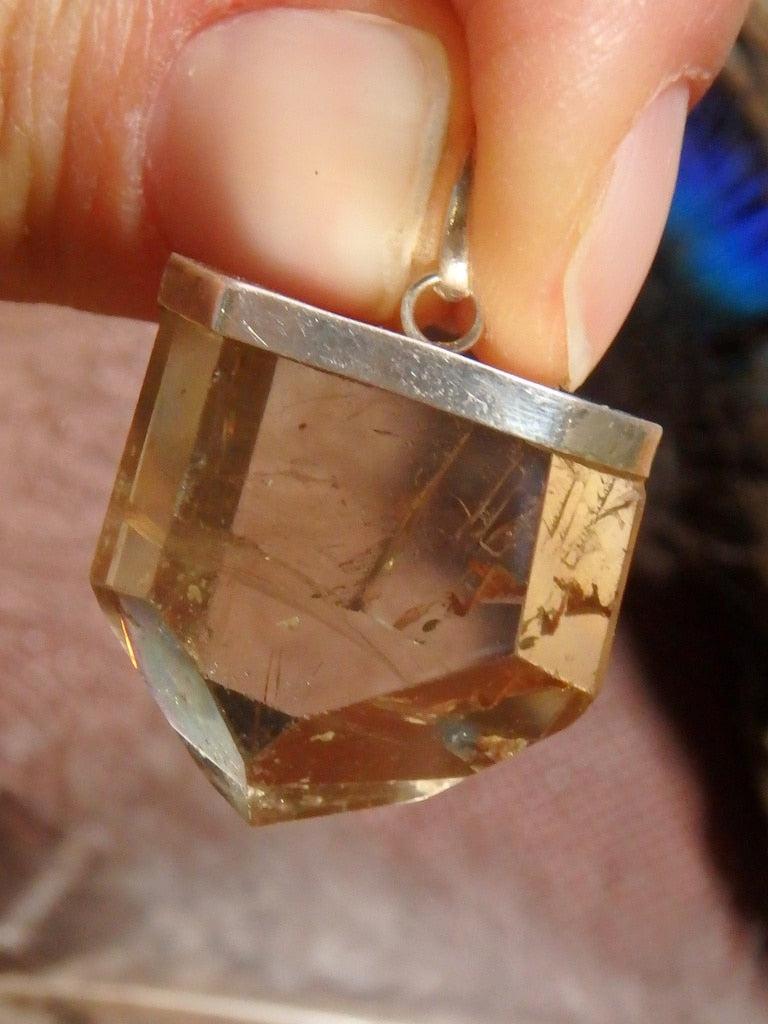 Natural Citrine Polished Gemstone Pendant In Sterling Silver (Includes Silver Chain) - Earth Family Crystals