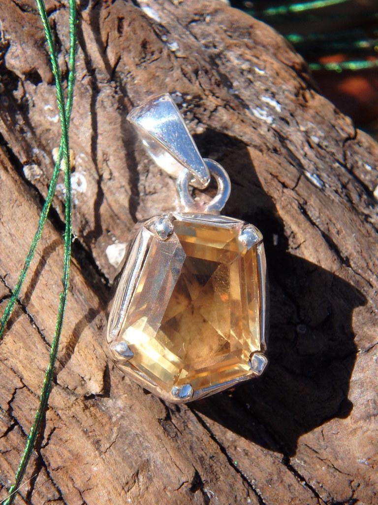 Gorgeous Golden Faceted Citrine Gemstone Pendant In Sterling Silver (Includes Silver Chain) - Earth Family Crystals