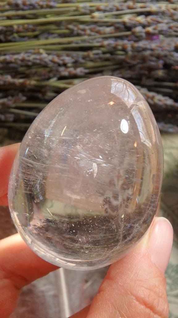 Glossy Clear Quartz Crystal Egg Carving - Earth Family Crystals