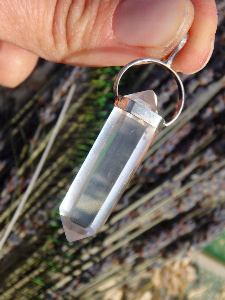 Double Terminated Clear Quartz Pendant In Sterling Silver (Includes Silver Chain) - Earth Family Crystals