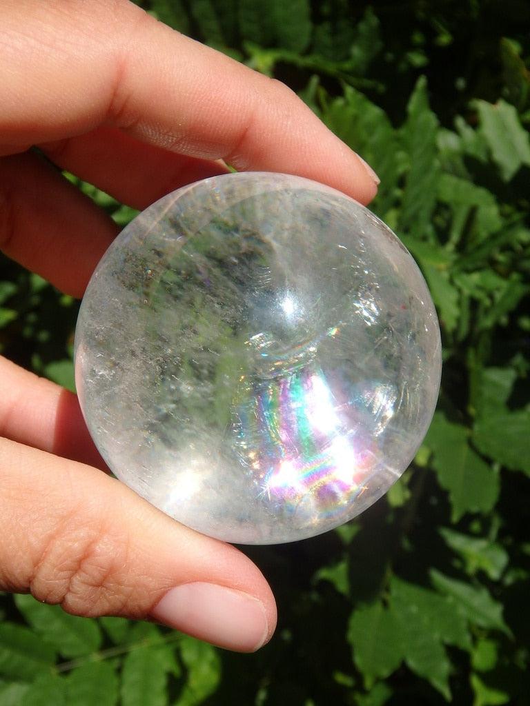Huge Rainbows~ Brilliant Clear Quartz Gemstone Sphere Carving - Earth Family Crystals