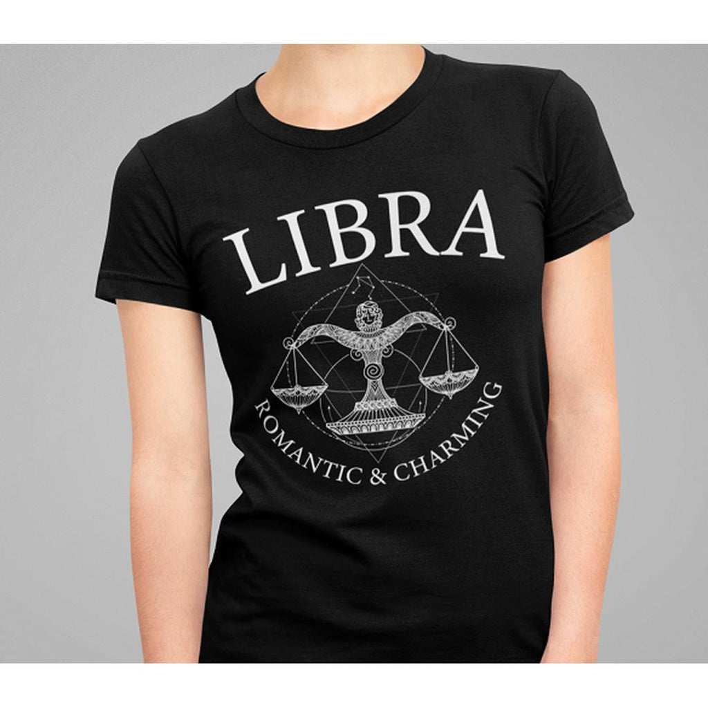 Libra Zodiac Black T-Shirt - Earth Family Crystals