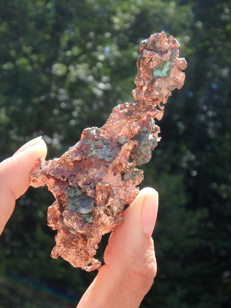 Wonderful Raw Copper Specimen With a Hint of Green Malachite - Earth Family Crystals