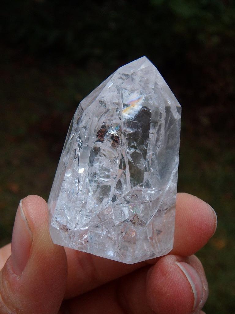 Polished Small Crackle Rainbow Quartz Generator From Brazil - Earth Family Crystals