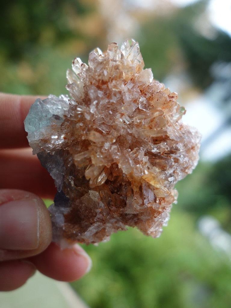 Rare & Highly Spiritual Orange Creedite & Fluorite Combo - Earth Family Crystals