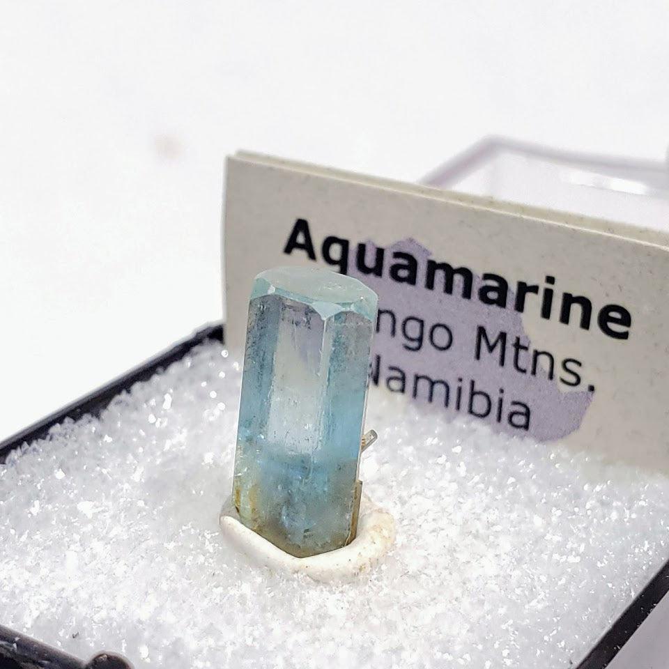 Gemmy Sky Blue Aquamarine Point in Collectors Box From Namibia #1 - Earth Family Crystals