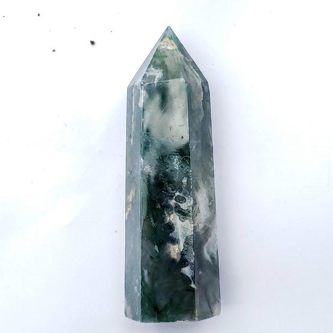 Polished Moss Agate Standing Display Tower #7 - Earth Family Crystals