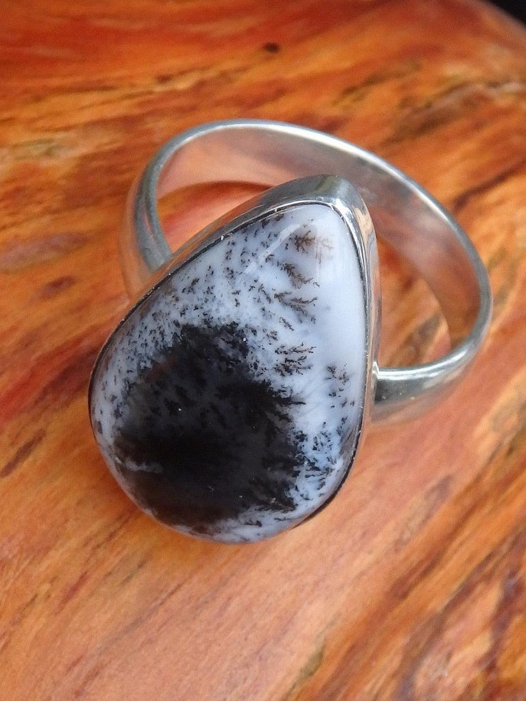 Terrific Two Tone Dendritic Agate Ring in Sterling Silver (Size 7.5) - Earth Family Crystals