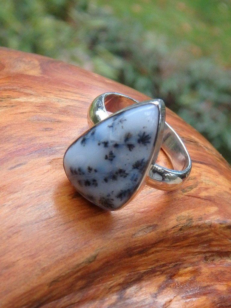 Cool Natural Patterns Dendritic Agate Ring In Sterling Silver (Size  6.5) - Earth Family Crystals