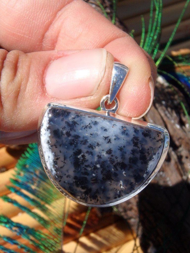 Divine Dendritic Agate Gemstone Pendant In Sterling Silver (Includes Silver Chain) - Earth Family Crystals