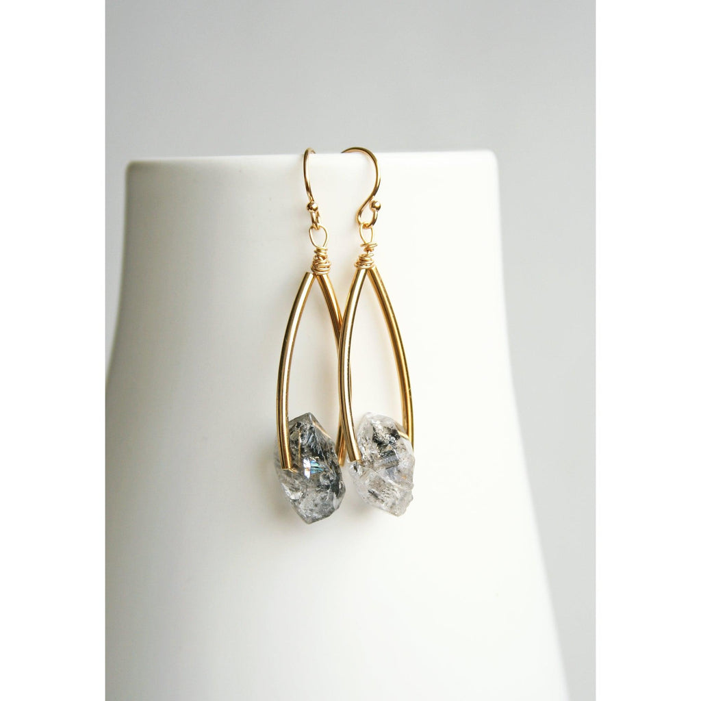 *PRE-ORDER* Herkimer Diamond Handmade 14K Gold Fill Earrings - Earth Family Crystals