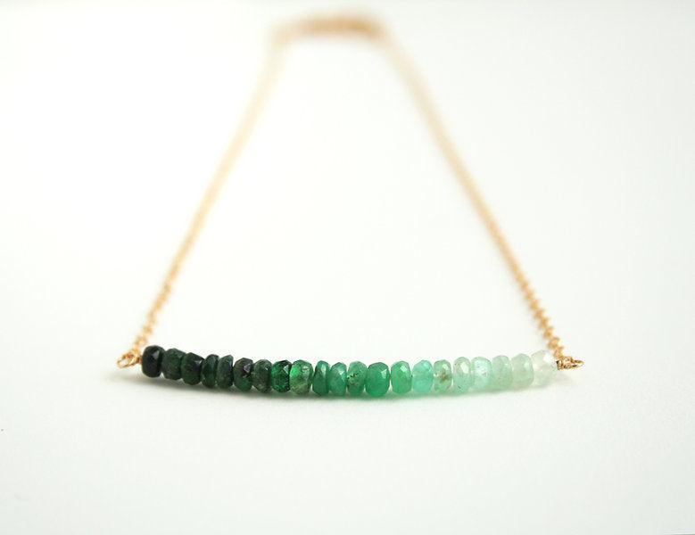 *PRE-ORDER* Emerald Ombre Handmade 14K Gold Fill Necklace on 18" Chain - Earth Family Crystals