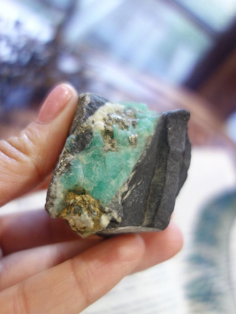 Fantastic Chunky Emerald & Pyrite Raw Specimen - Earth Family Crystals