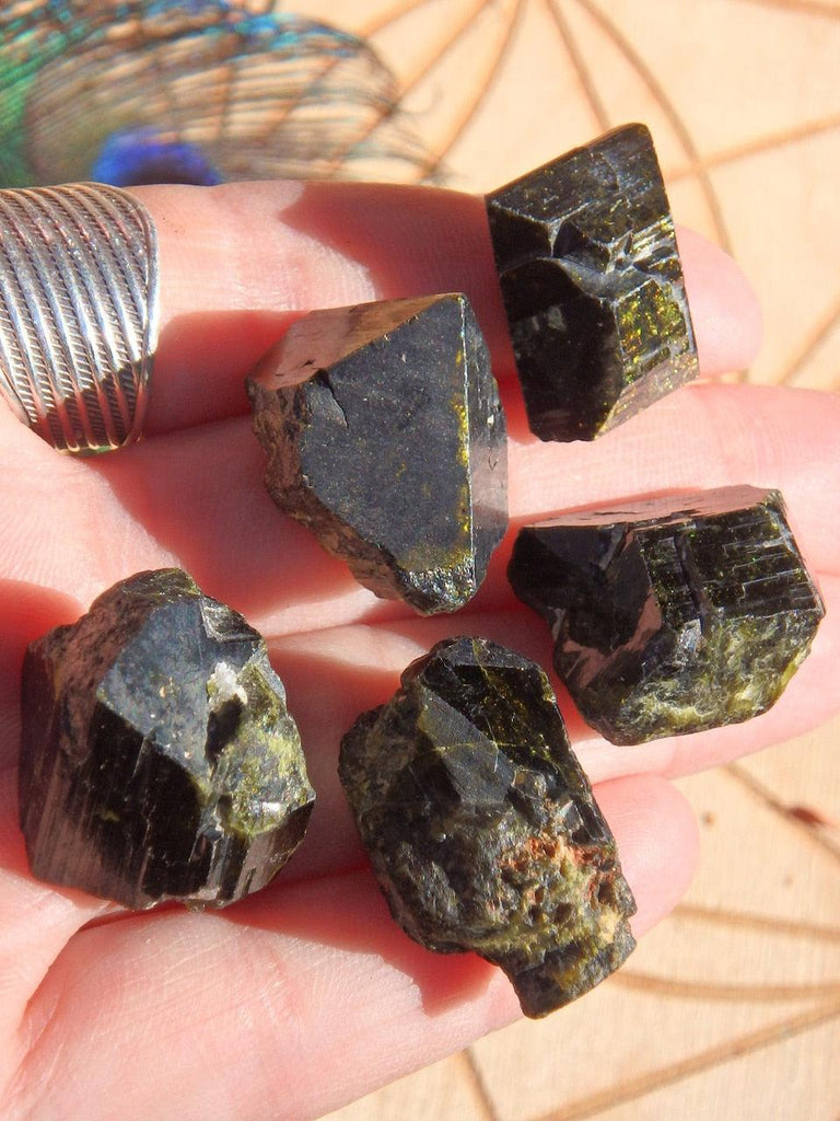 Raw Forest Green Natural Epidote Hand Held Specimen (1) - Earth Family Crystals